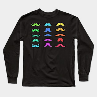 Colorful Mustache S For Moustache Long Sleeve T-Shirt